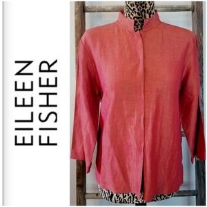 EILEEN FISHER Rust Silk and Linen Jacket- Sz L